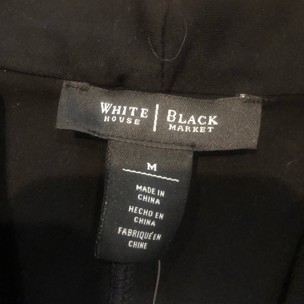 White House Black Market Black Long Sleeve Embellished Waist Blouse - Picture 7 of 9